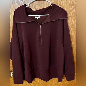 Maurices Plus Size Dark Burgundy Quarter-zip